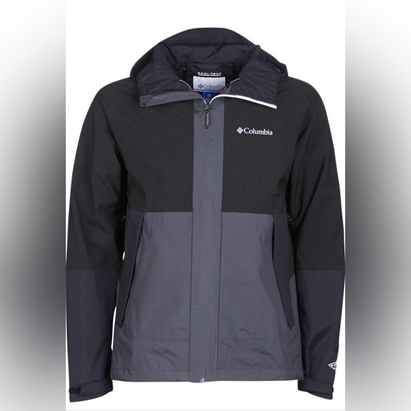 Men’s Columbia EvolutionValley Gray & Black Rain Jacket: Sise M - Picture 1 of 12
